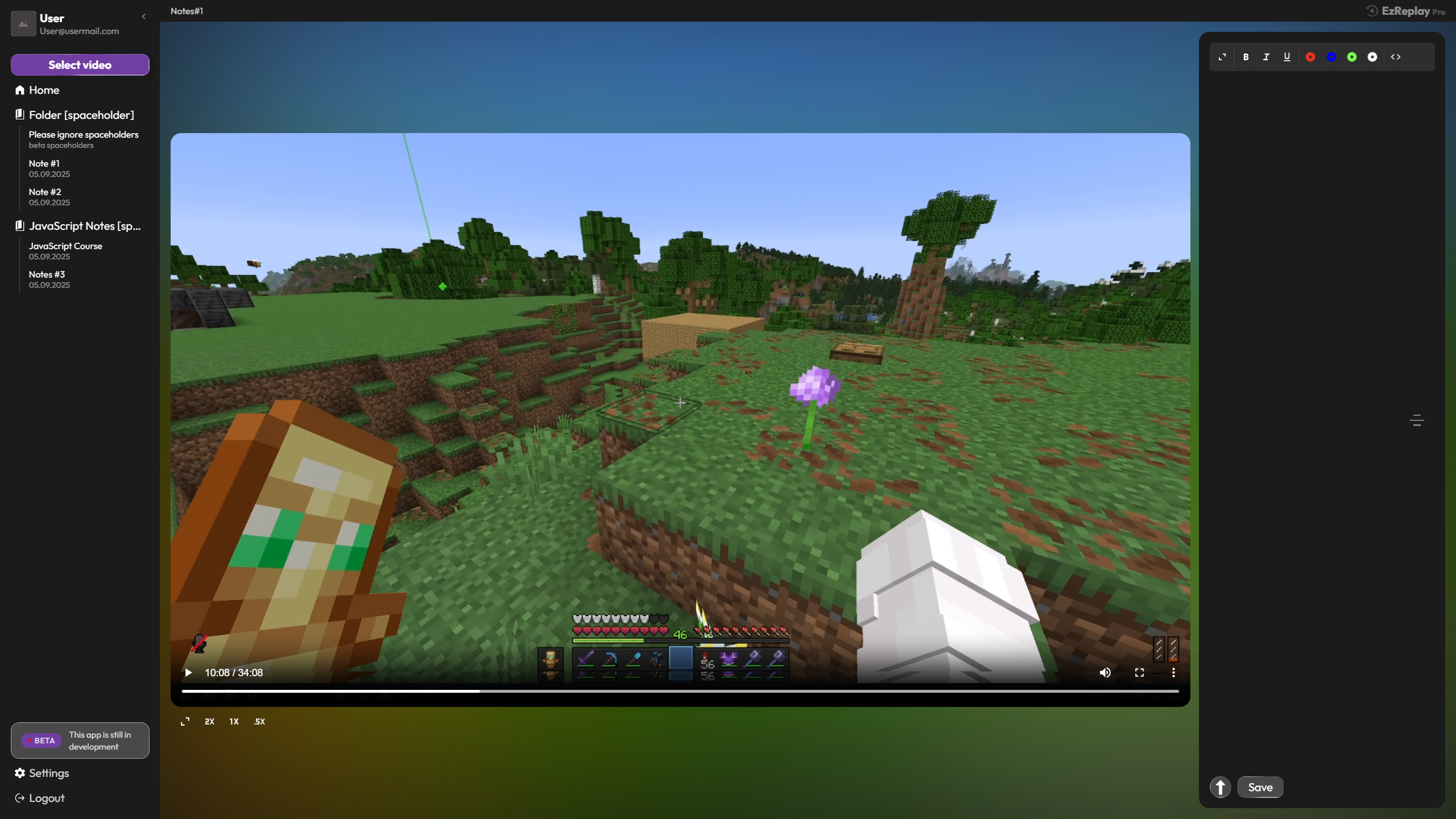 EzReplay full interface